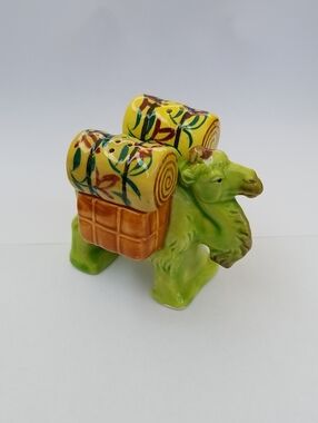 Vintage Green Ceramic Camel Salt And Pepper Shaker